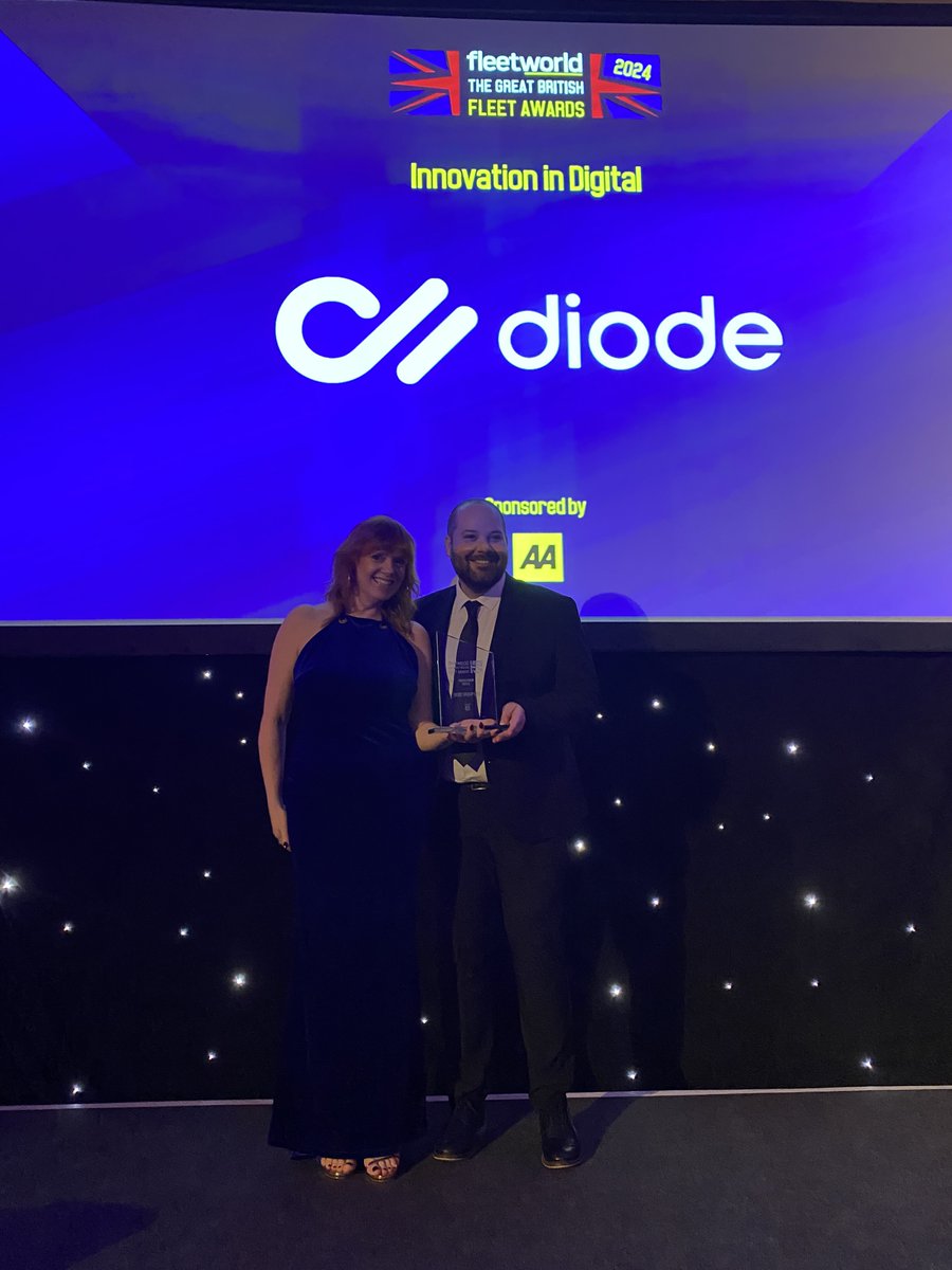 <a href="/Diode_EV/">Diode</a> is the winner of The Innovation in Digital Award within the #Fleet #Manager category at the <a href="/GBFleetEvent/">Great British Fleet Event</a> 2024 Awards, a truly impressive feat. Congratulations on this well-deserved recognition!

#GBFE2024 #GreatBritishFleetEvent2024 #fleetawards

<a href="/FleetWorldGroup/">Fleet World Group</a>