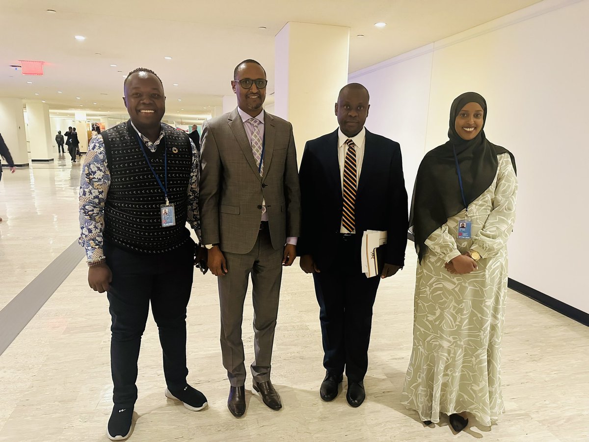 #EastAfricaTukoPamoja Ms Amina Gurhan from Uganda Mission in New York & I,have met comrades PS Youth Affairs and Creative Economy Republic of Kenya Mr @IsmailMaalim19 , Mr Rymond Ochieng from Kenya on the sidelines of ECOSOC Youth Forum. cc @rochieng @ugandamissionun