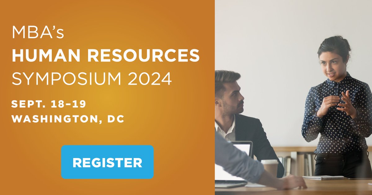 If you are an HR professional in the mortgage industry then you will want to make plans to attend MBA’s Human Resources Symposium, taking place September 18-19 at MBA's Headquarters in Washington, DC. Register now: bit.ly/3UexZY3.