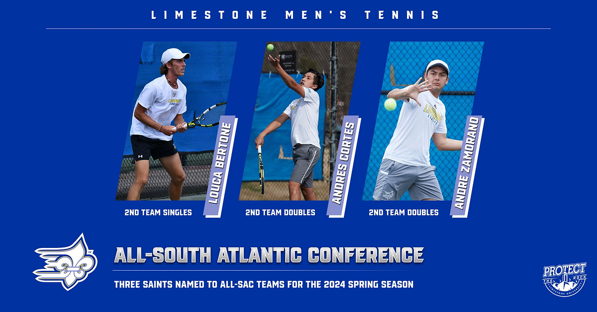As released this afternoon, the Limestone University tennis teams see a combined seven athletes named to All-South Atlantic Conference teams for the spring 2024 season. WTEN 📰 golimestonesaints.com/news/2024/4/17… MTEN 📰 golimestonesaints.com/news/2024/4/17… #GoSaints #ProtectTheRock