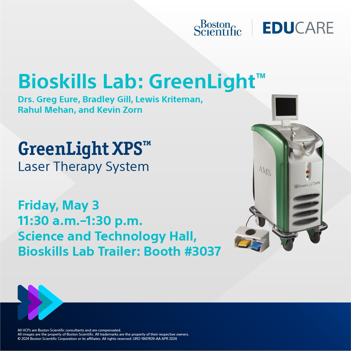 Get hands-on experience with GreenLight at the #AUA24 Bioskills Labs! Space is limited, so be sure to register to secure your spot. Learn more about the Bioskills Labs and sign up today: bit.ly/441q7fs