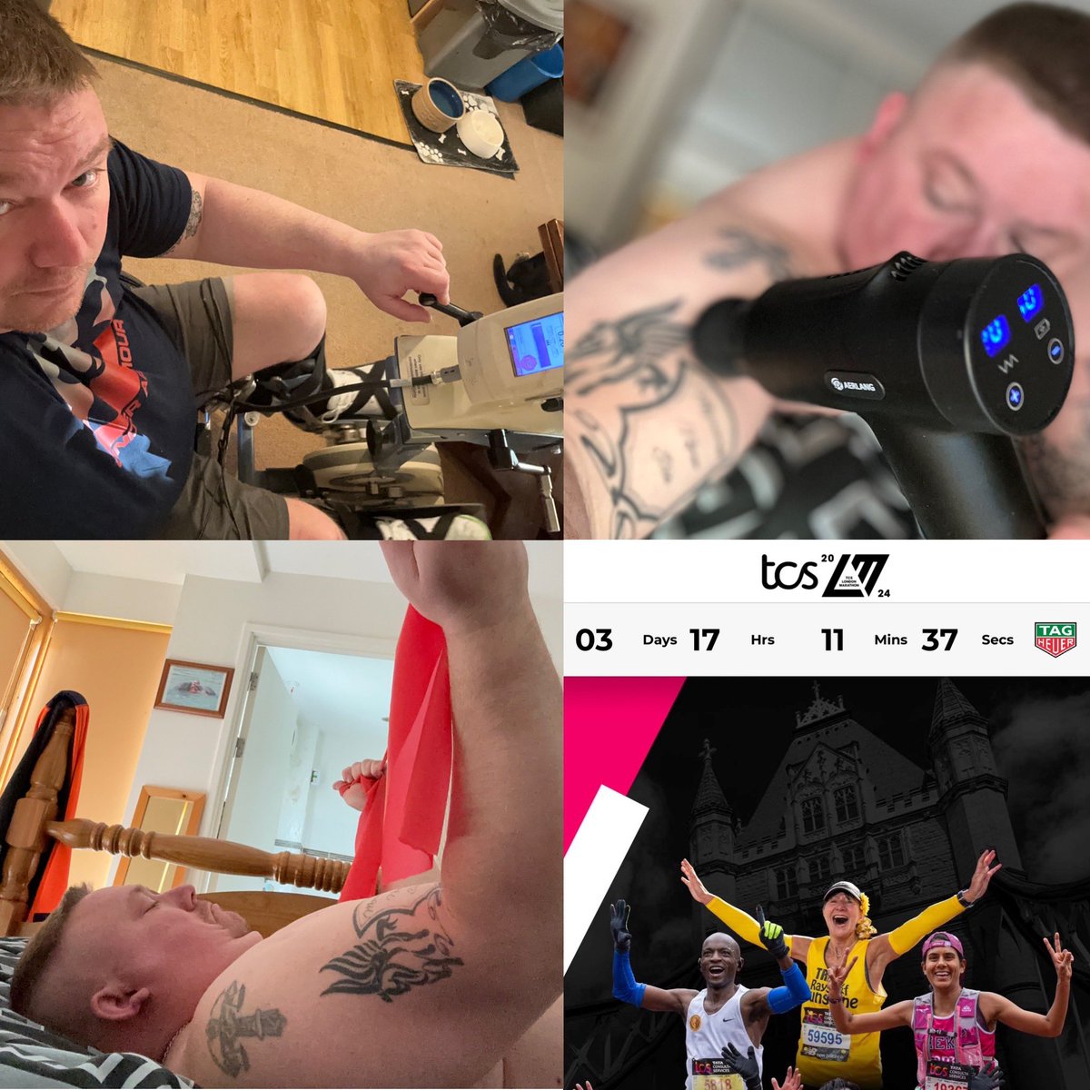 EXCITING NEWS!! Tomorrow morning I will be having an interview with ITV Meridian news set to be live around 6:30 tomorrow night! Strength and conditioning with just 4 days to go was 2 miles on the F.E.S leg bike, Thera bands, stretches and massage gun. 2024tcslondonmarathon.enthuse.com/pf/wayne-burton