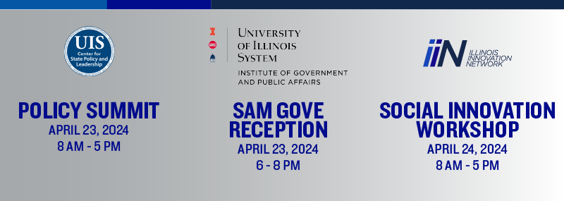 ILInnoNetwork's tweet photo. Join us at @UISedu for two days of policy discussion, networking, and social innovation at the Policy Summit &amp; Social Innovation Workshop in collaboration with the Center for State Policy and Leadership and @IllinoisIGPA. 

Open to everyone! Register here: https://t.co/le5YF53Emn https://t.co/2sLrWFcQ4Q