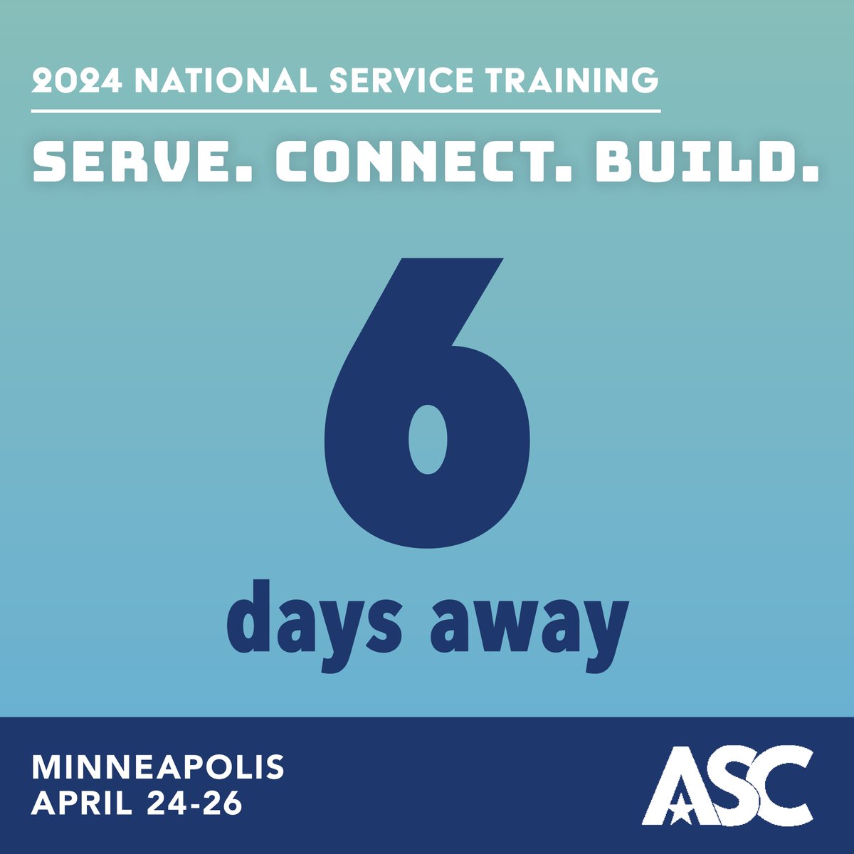 We kick off #NationalServiceTraining in #Minneapolis in just one week! We're thrilled to have three plenary sessions, seven workshop blocks with a total of 94 workshops offered, more than 130 presenters, and several networking opportunities. See you there!