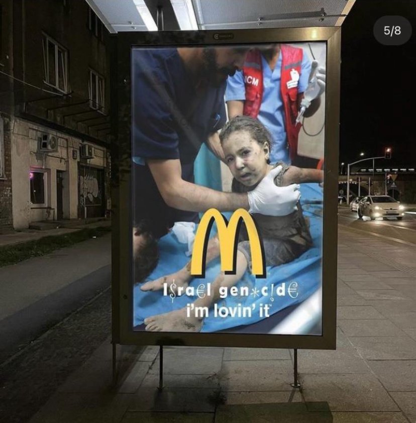 MCDONALD'S FOOD STINKS OF THE FLESH N BLOOD OF PALESTINIAN BABIES AND INFANTS!
