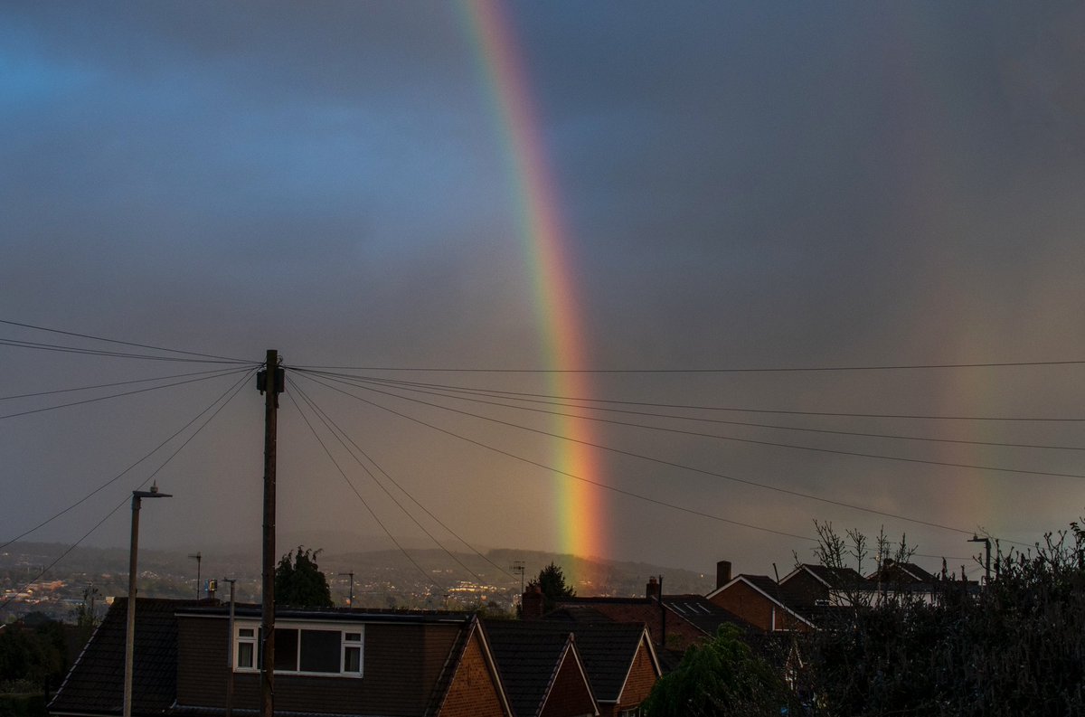 Stormy sky rainbow…such a weird light. @BBCWthrWatchers #rainbow #stormysky #westmidlands #weather #photography