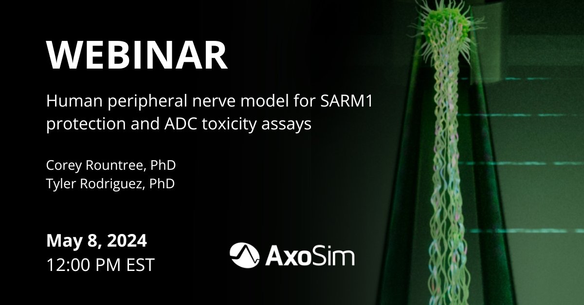 In addition to microBrain™, <a href="/AxoSim/">AxoSim</a> has its NerveSim® platform, the first microphysiological system (MPS) of the peripheral nerve.  Register for a webinar May 8th to learn more: #neuroscience #adcs #sarm1 #mps #webinar. lnkd.in/gh-Anw4W