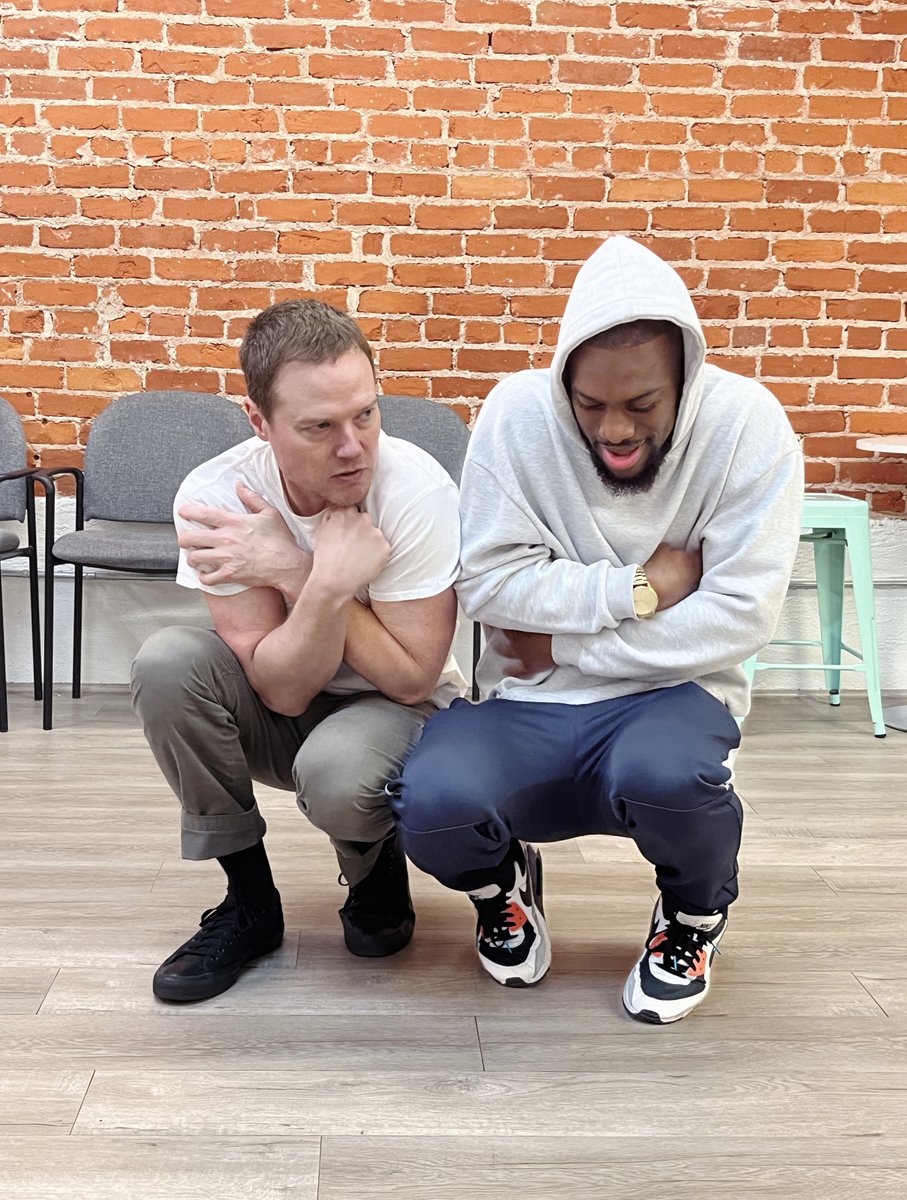 ATW students Chris and Andre literally 'warming up' in an improv warm up before Leaping Creator class! 🥶😆

#aboutthework #actingclass #improv