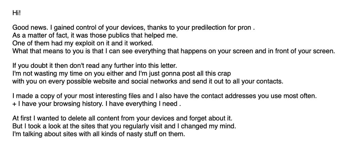 Oh no, the hackers have discovered my predilection for pron and now I must pay