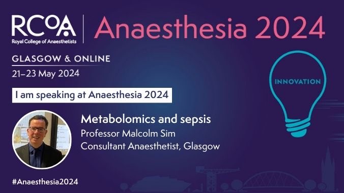 Delighted to be speaking about some of our metabolomic research at @RCoANews #anaesthesia2024