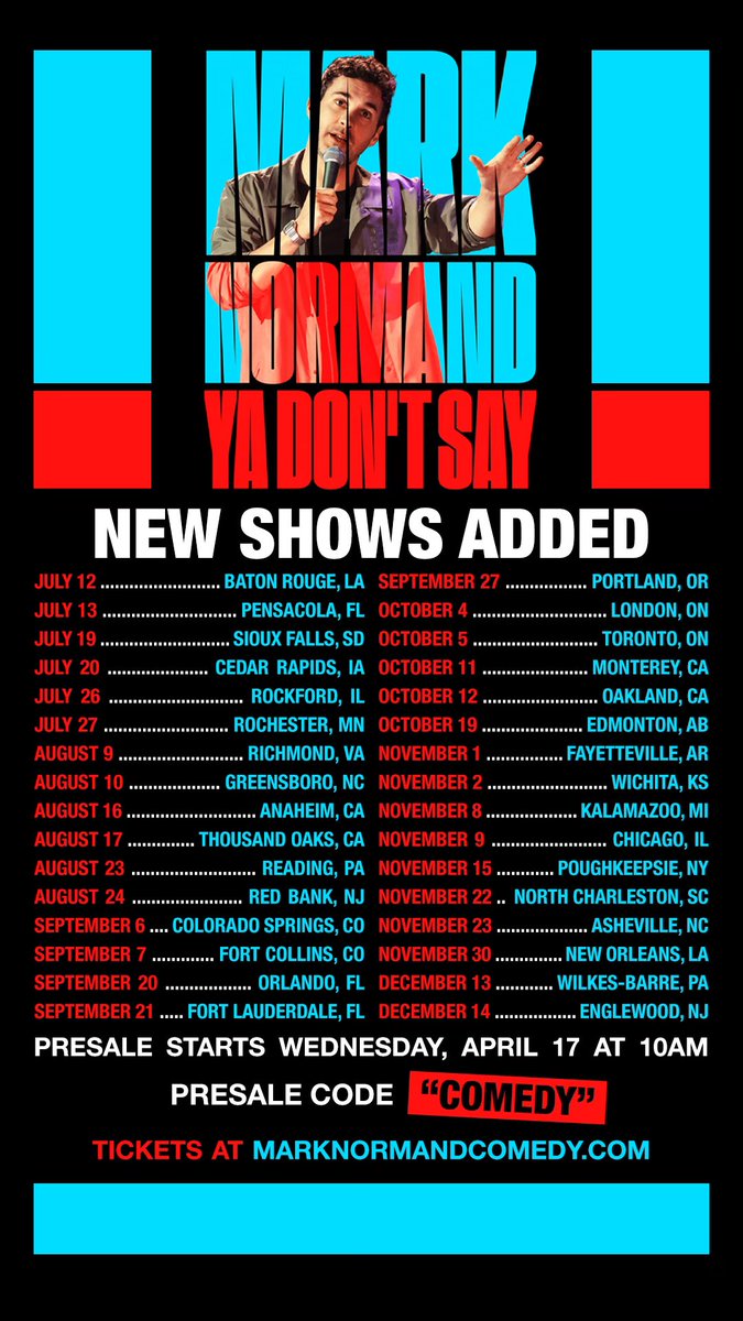 Comedy! New dates folks! punchup.live/marknormand/ti…
