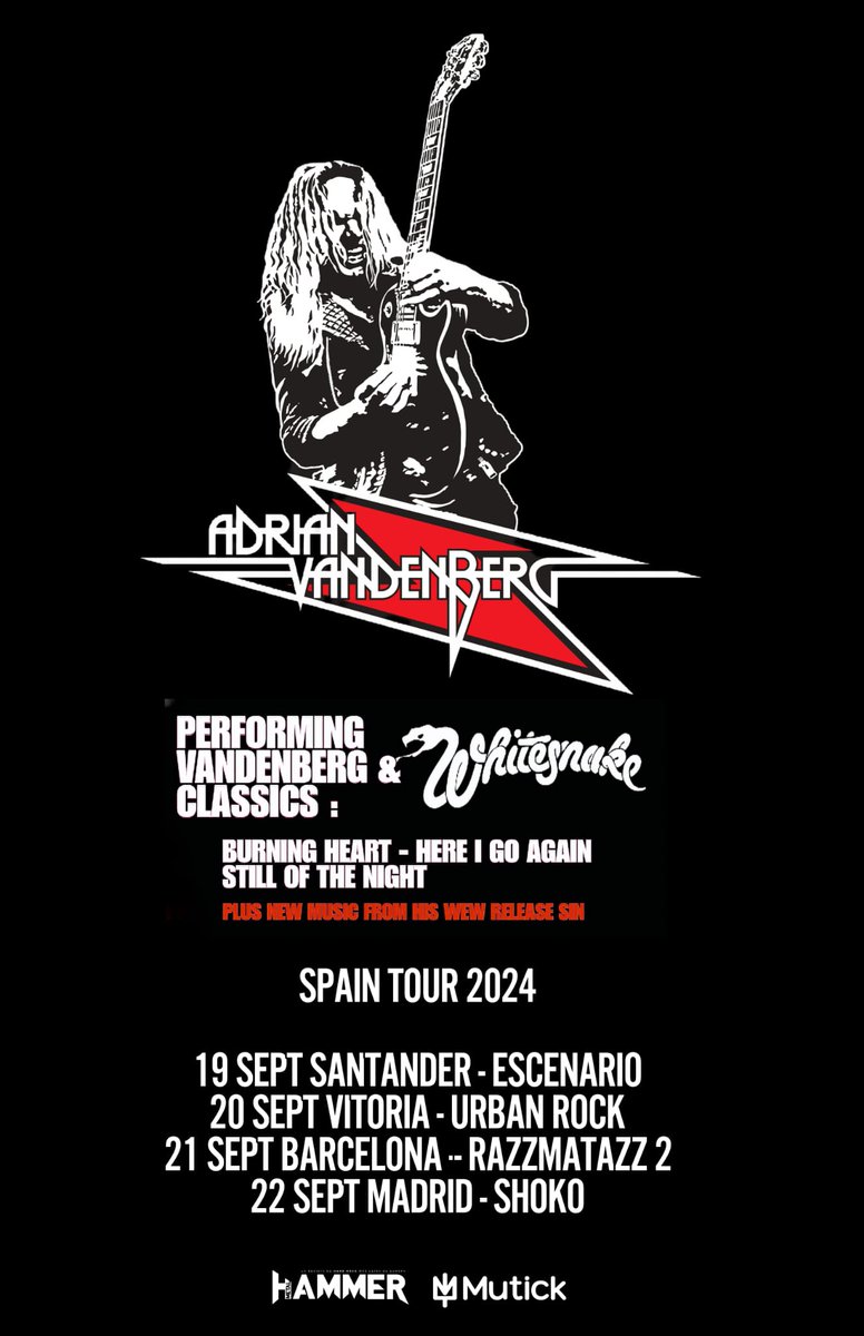 🇪🇸Our legendary axeboy Adrian's Spain Tour dates this autumn! #AdrianVandenberg #Vandenberg #Whitesnake @Adriandenberg @vandenbergband @Mutick_com mutick.com/e/entradas-adr…