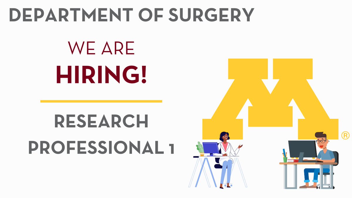 #UMNSurgery is hiring! If you're interested in research support and participating in daily lab activities, this may be a great fit. Learn more & apply ⬇️ hr.umn.edu/Jobs/Find-Job Job ID: 359648