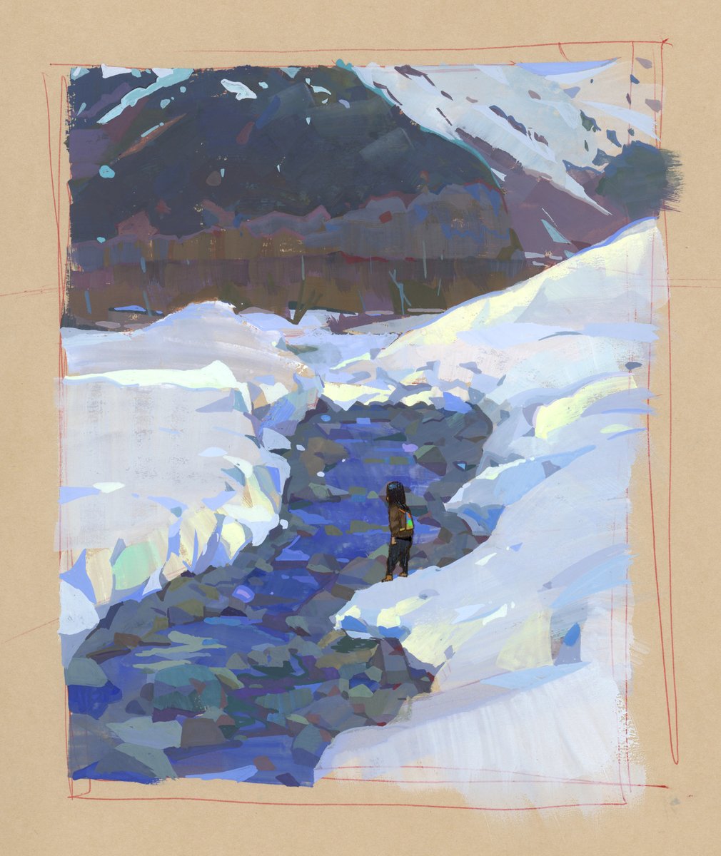 Snowy gouache pieces for #PleinAirpril