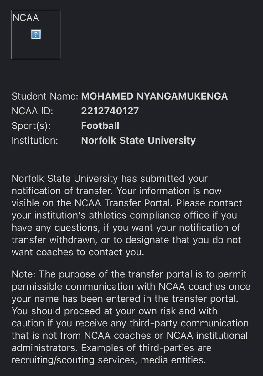 Officially in the transfer portal 💫🙏🏾