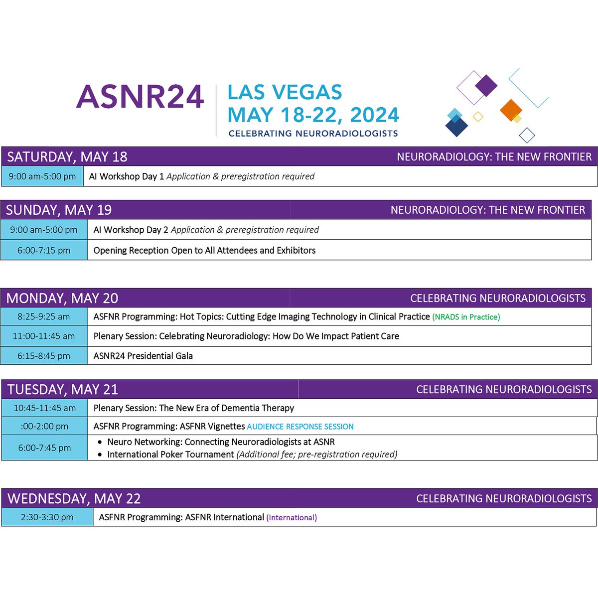 #ASNR24 offers 90+ sessions featuring 400+ speakers, including programming developed by the #ASFNR. Don't miss out on these sessions, plus all the special events & networking activities planned! Get the details and register now: ow.ly/nu4u50Rivc6 #Neurorad #MedEd #RadRes