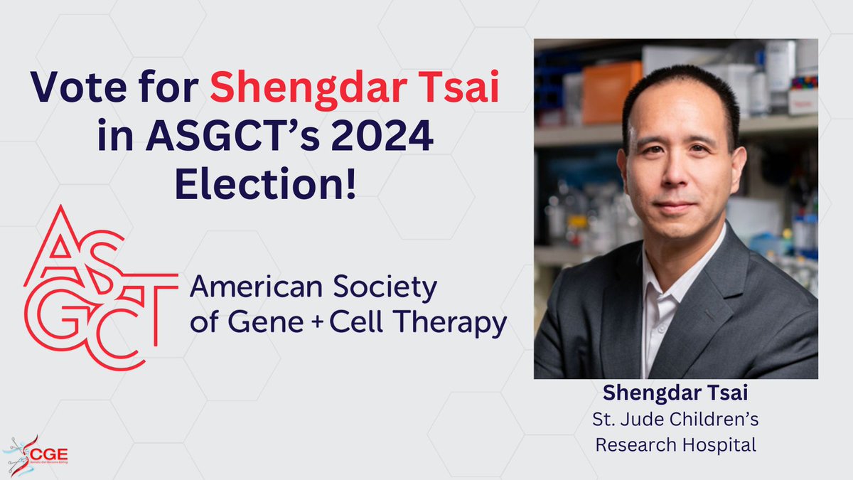 SCGE Researcher Shengdar Tsai (@shengdarqtsai) was nominated to serve on ASGCT's (@ASGCTherapy) Board of Directors. Voting is open to ASGCT members who have renewed or joined for the 2024 membership year. Find more info at:
asgct.org/publications/n…