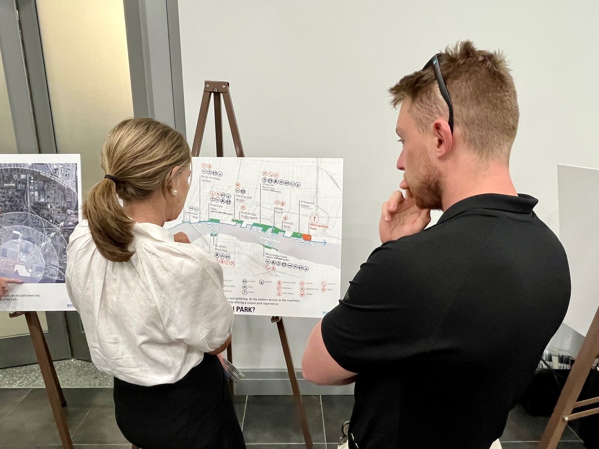 Happening now 🌳 The public open house for the revitalization of Metropolitan Park is going on until 7pm at the @jaxlibrary Main Branch Downtown. Don't miss your chance to learn about the potential vision of the park and contribute your vision to this transformational project.