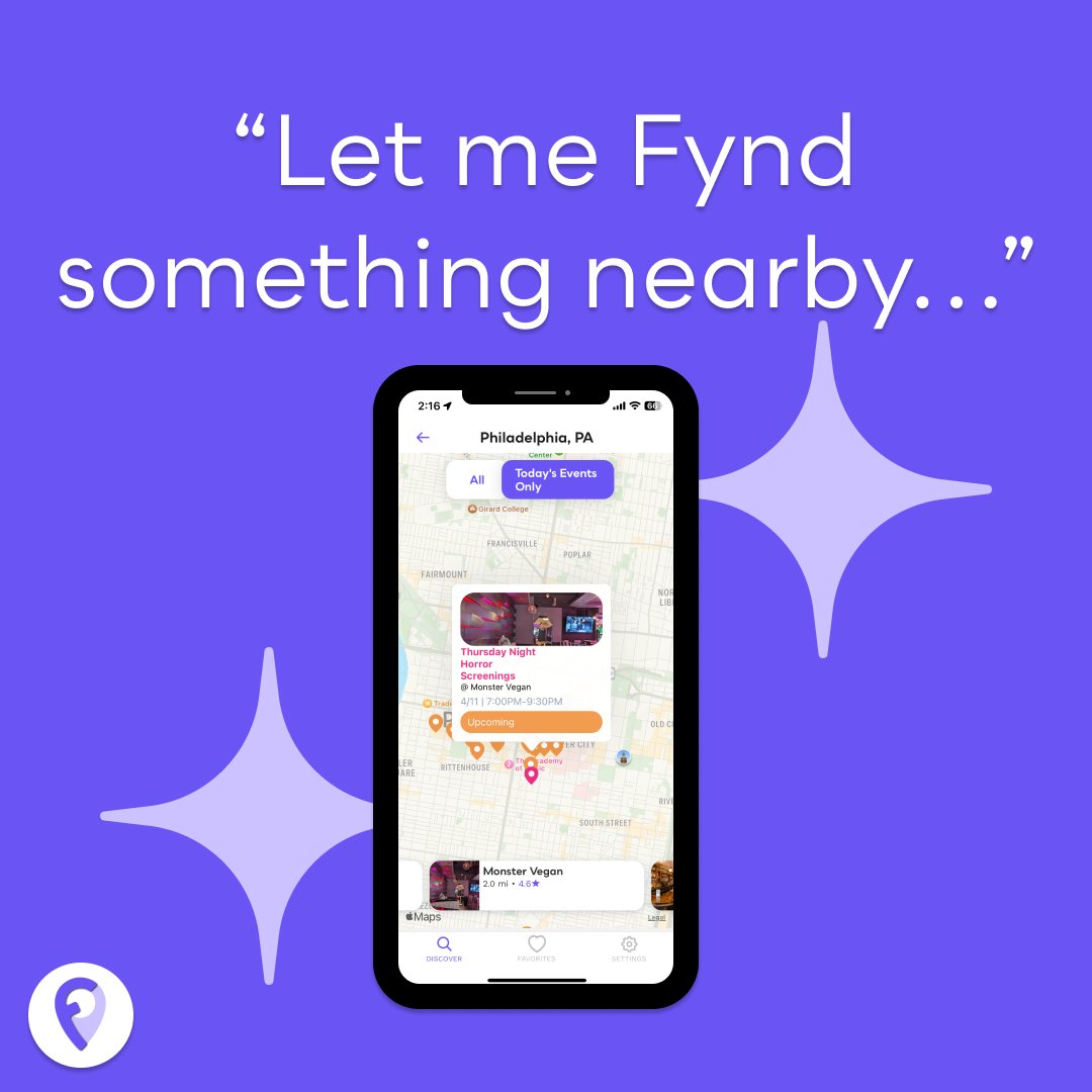 “Let me Fynd something nearby...”📍 Philly is your playground, and we've got the ultimate game plan for you! Find the most exciting events around the corner on Fynd. ⭐️  

⬇️  Download Here:  getfynd.app/download-fynd/   

#Philadephia #Philly #Fynd #PhillyFynds