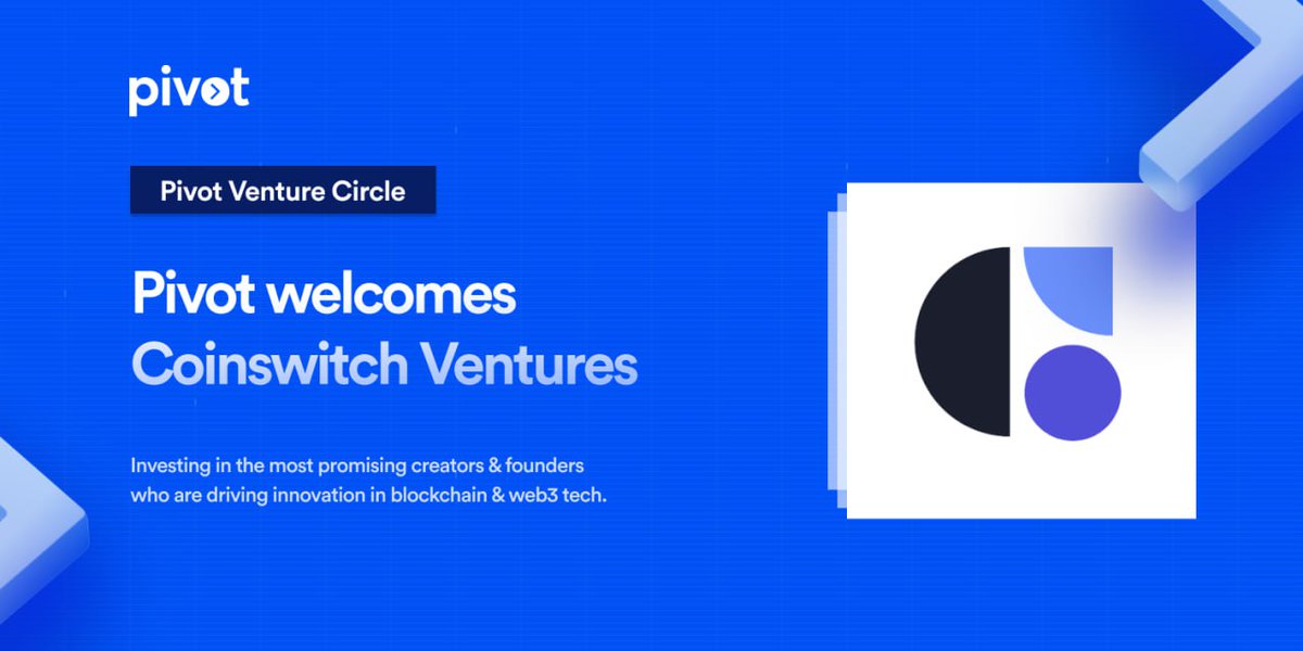 ⚡️ @pivotweb3 is delighted to welcome @CoinSwitch Ventures to the 'Pivot Venture Circle'.⚡️ CoinSwitch Ventures, has been focused in the Indian #web3 ecosystem, enabling innovation & accelerating growth in multiple sectors in the space. @CoinSwitch Ventures' commitment to…