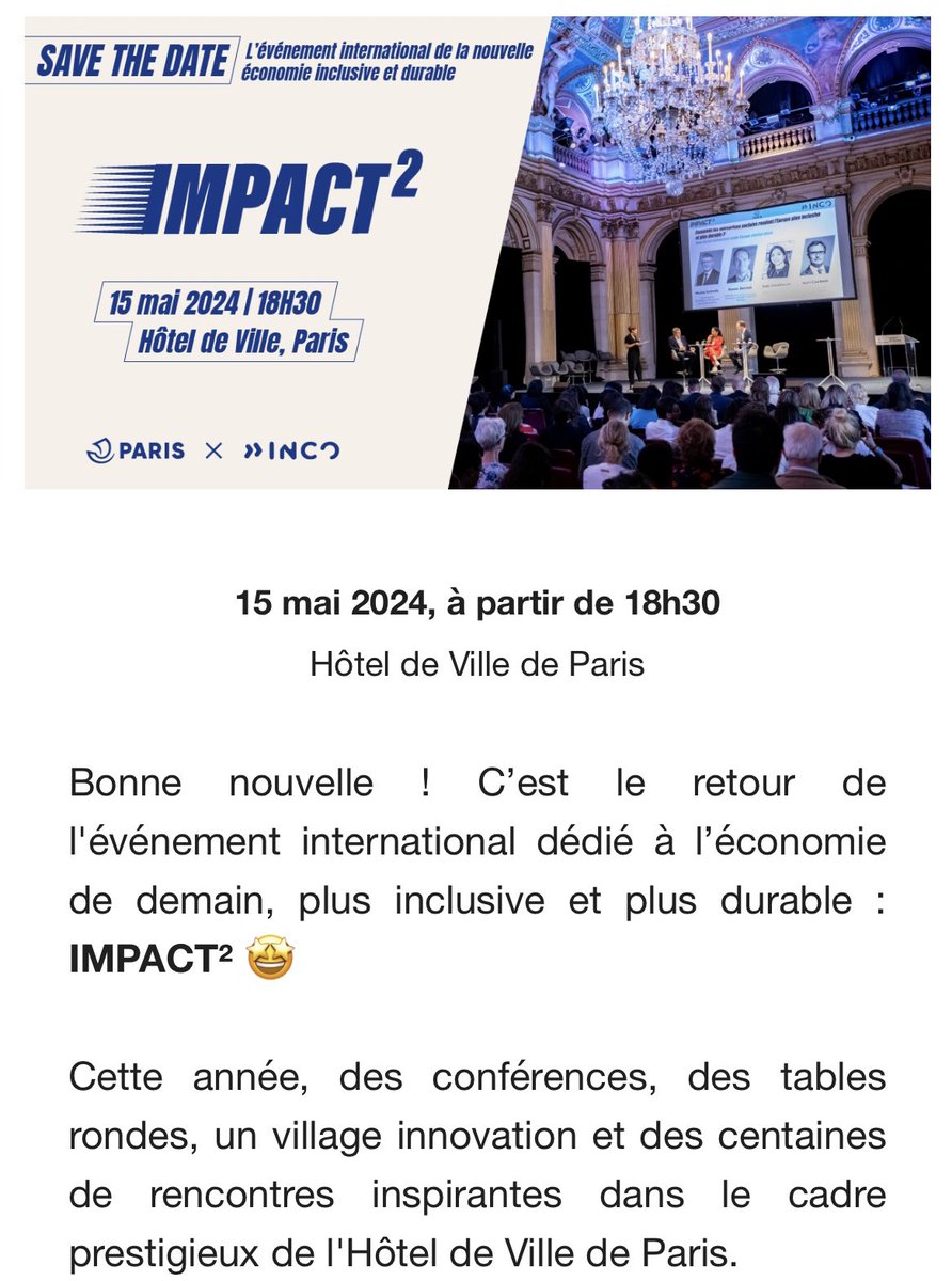 Oh c’est le retour de l’événement « inclusif et durable » co-organisé par la Mairie de Paris 😍 L’an dernier, la vidéo de mon discours y avait été censurée, pour supprimer la phrase où j’évoquais les nombreux arbres coupés par Anne Hidalgo. Je n’ai pas été invité cette année 🥲