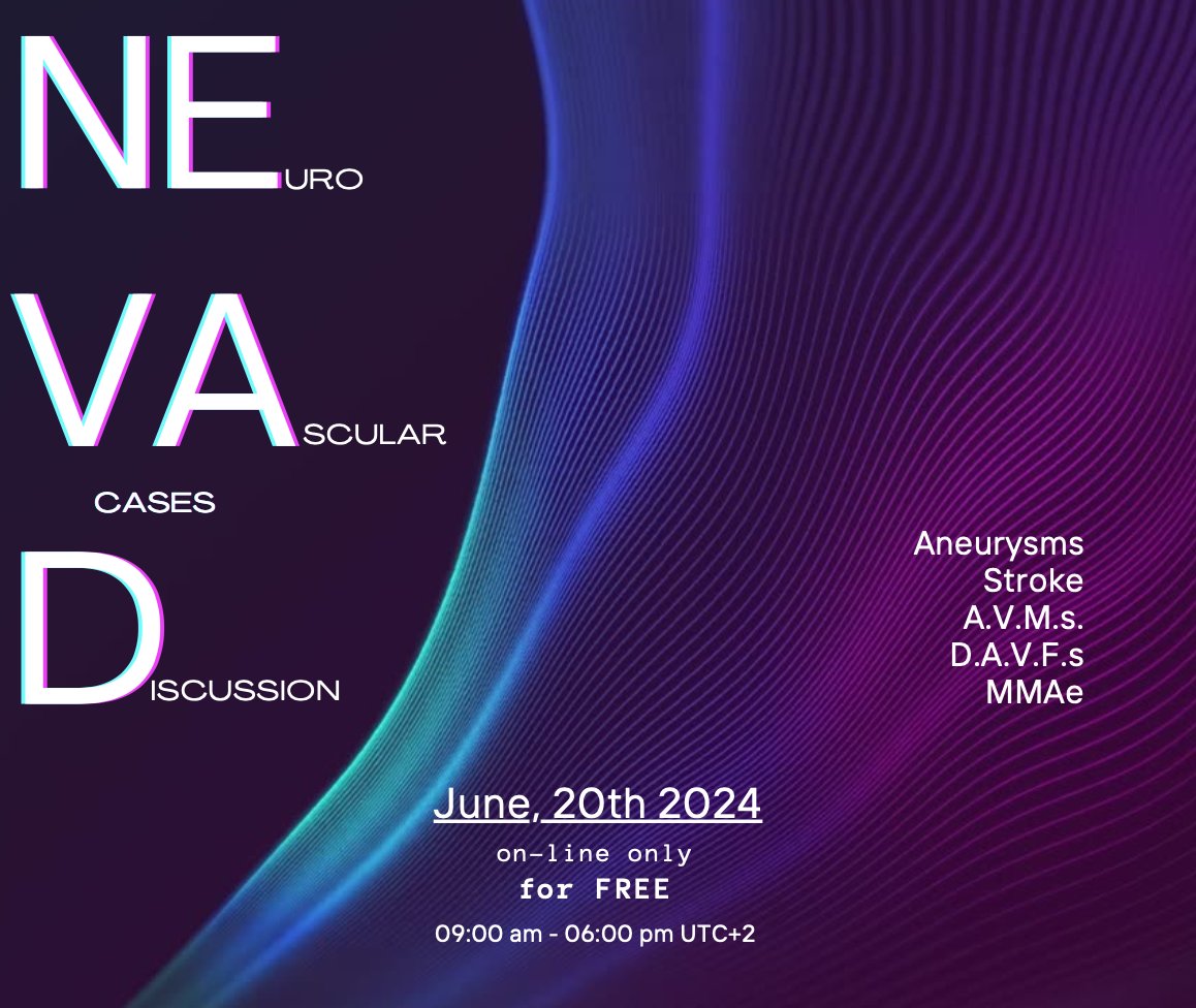 Introducing NE-VA-D, the first online, meeting to discuss NeuroVascular clinical cases. Join us to explore indications, complications, techniques, devices and more, all FOR FREE! @visishs @eytanraz @ENossek @PascalJabbourMD @Taka_Tamaso @fdianamd nevadiscussion.com