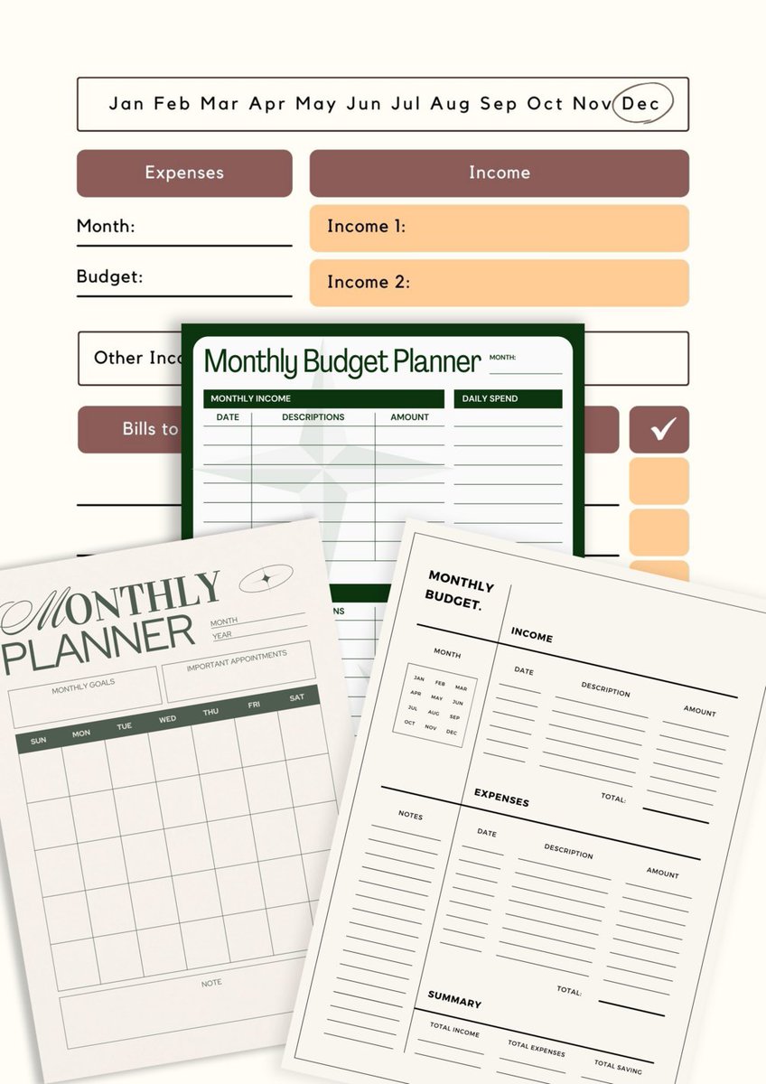 AliDesigno's tweet image. For anyone looking for a way to track their debt repayments and to push themselves to become debt free #Budget2024 #financialplanning 
Check out this cute monthly Budget Overview Template Printable, by Paycheck, download it by : 
warrior2273.gumroad.com/l/MONTHLYBudge…