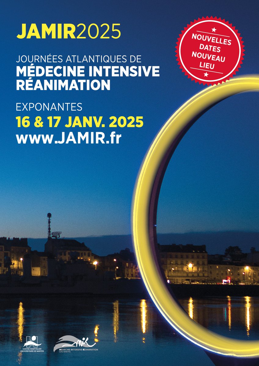 📣Nouveau lieu pour les JAMIR ! 📌RDV à EXPONANTES les 16 et 17 janvier 2025 Nous vous attendrons nombreux pour cet évènement annuel de la formation en Médecine Intensive Réanimation ! 👉jamir.fr #jamirnantes #congres #medecineintensive #reanimation @JBLascarrou