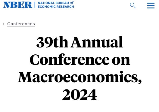 #Econtwitter <a href="/cepr_org/">CEPR</a> <a href="/EichMartin/">Martin S Eichenbaum</a> I forgot: Paul is presenting « The Dominant Role of Expectations and Broad-Based Supply Shocks in Driving Inflation » <a href="/nberpubs/">NBER</a> Macroannual conf on Friday. Check out there for program, Youtube channel, etc… 

bit.ly/49HpPvu