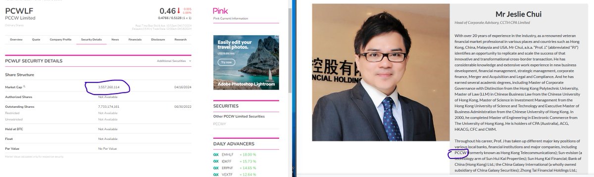 $PLPL so on top of the 900M dollar RM with Mithera Capital, Prof. Chui held a position with $PCWLF/ PCCW which is a 3.5Billion dollar company. He also dealt w $CBSC which does FDA devices. Authored 24 Books on Finance and Marketing. PLPL will be a MONSTER IMO.