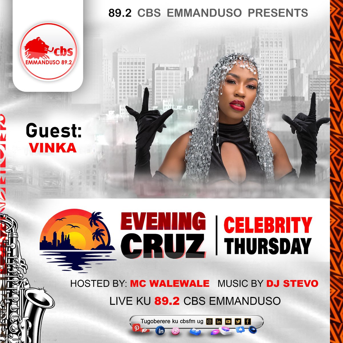 Enkya mu #CelebrityThursday tukuletedde omuyimbi @IamVinka nga twongera ku biriwo mu kisaawe ky'okuyimba. #CBSFMUpdates