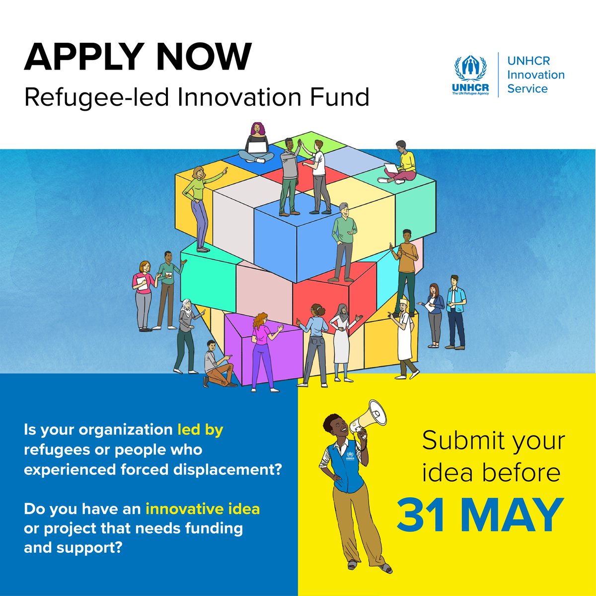 Calling all refugee-led organizations! 📢 We want to hear your forward-thinking ideas to bring lasting positive change ✨. 👉 Apply now to UNHCR’s Refugee-led Innovation Fund: bit.ly/3QkHRey