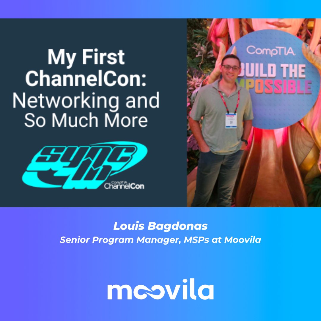 Moovila_App's tweet image. Check out Louis Badgonas’ journey at @CompTIA #ChannelCon 2023! Read his full story to see how a warm welcome from the MSP community ignited meaningful connections✨➡️  hubs.la/Q02t3hQ00

📅 Mark your calendars for #ChannelCon2024: 7/30 – 8/1 in #ATL. See you there! 👋