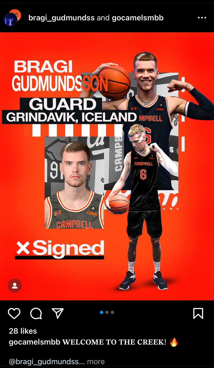 Former Penn State men’s basketball guard Bragi Gudmundsson is transferring to Campbell, per his IG page