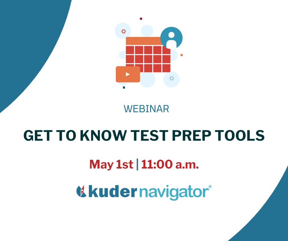 Learn about how you can help students end the year strong with test prep resources within Kuder Navigator®! Register now for our upcoming webinar on May 1st at 11 a.m. CST: okt.to/xqsMpd