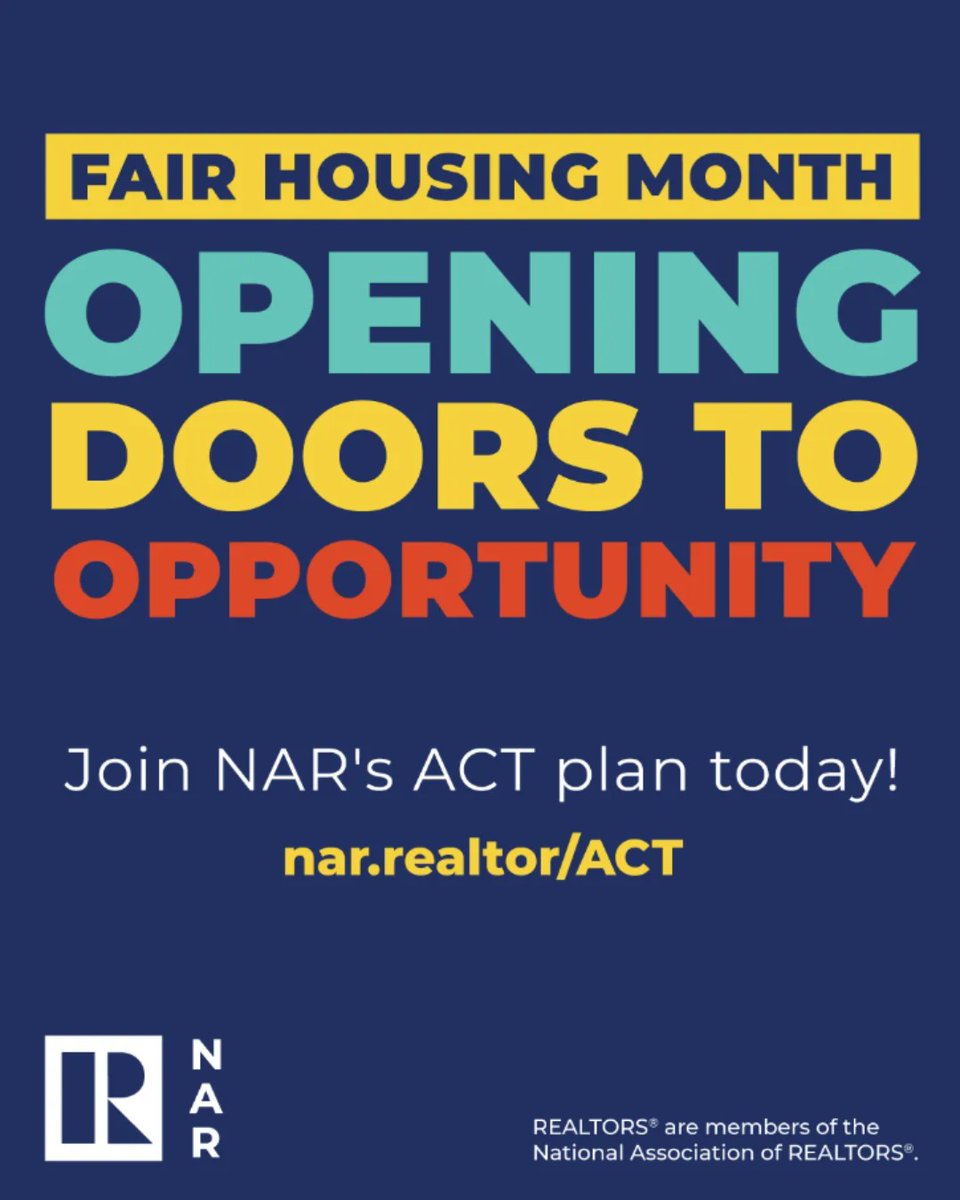 Alt_REALTORS's tweet photo. April shines a spotlight on #FairHousingMonth. Together, let's build communities where everyone has equal access to housing, creating a brighter and more inclusive future. https://t.co/WpLH8mnX59