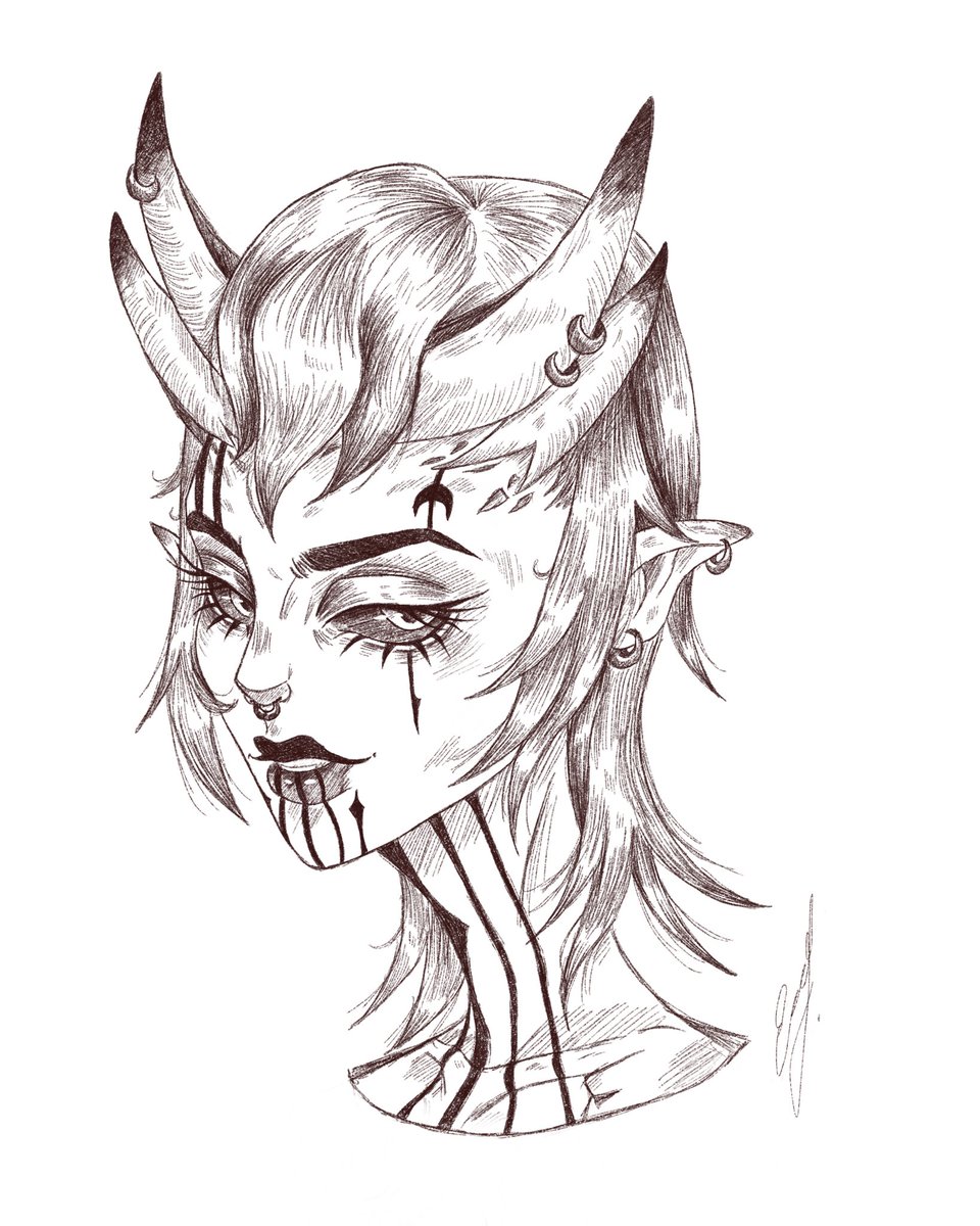 I still need a lot of practice but I just had to sketch Marrow (who belongs to @mlarty_art ) because I think she is beautiful 🥺🖤
