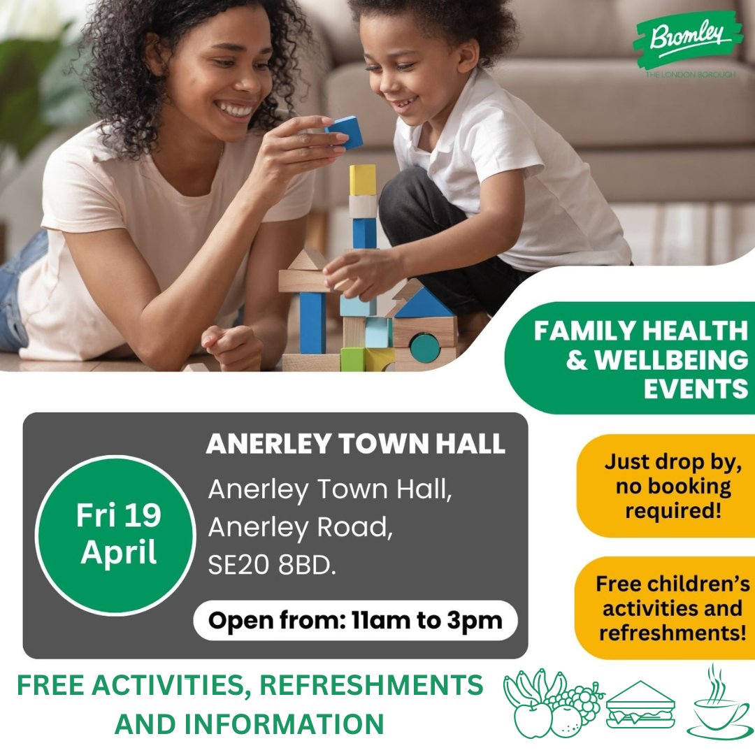 One Bromley (@onebromley) on Twitter photo Hello #Penge #Anerley🤗
This Friday 19 April all families are invited to our free health and wellbeing event. No need to book, just come to say hello with your little ones. Loads of fun, refreshments and information to keep your family healthy.
Thanks to <a href="/CPCtrust/">Crystal Palace Community Trust</a> for hosting. Hello #Penge #Anerley🤗
This Friday 19 April all families are invited to our free health and wellbeing event. No need to book, just come to say hello with your little ones. Loads of fun, refreshments and information to keep your family healthy.
Thanks to <a href="/CPCtrust/">Crystal Palace Community Trust</a> for hosting.
