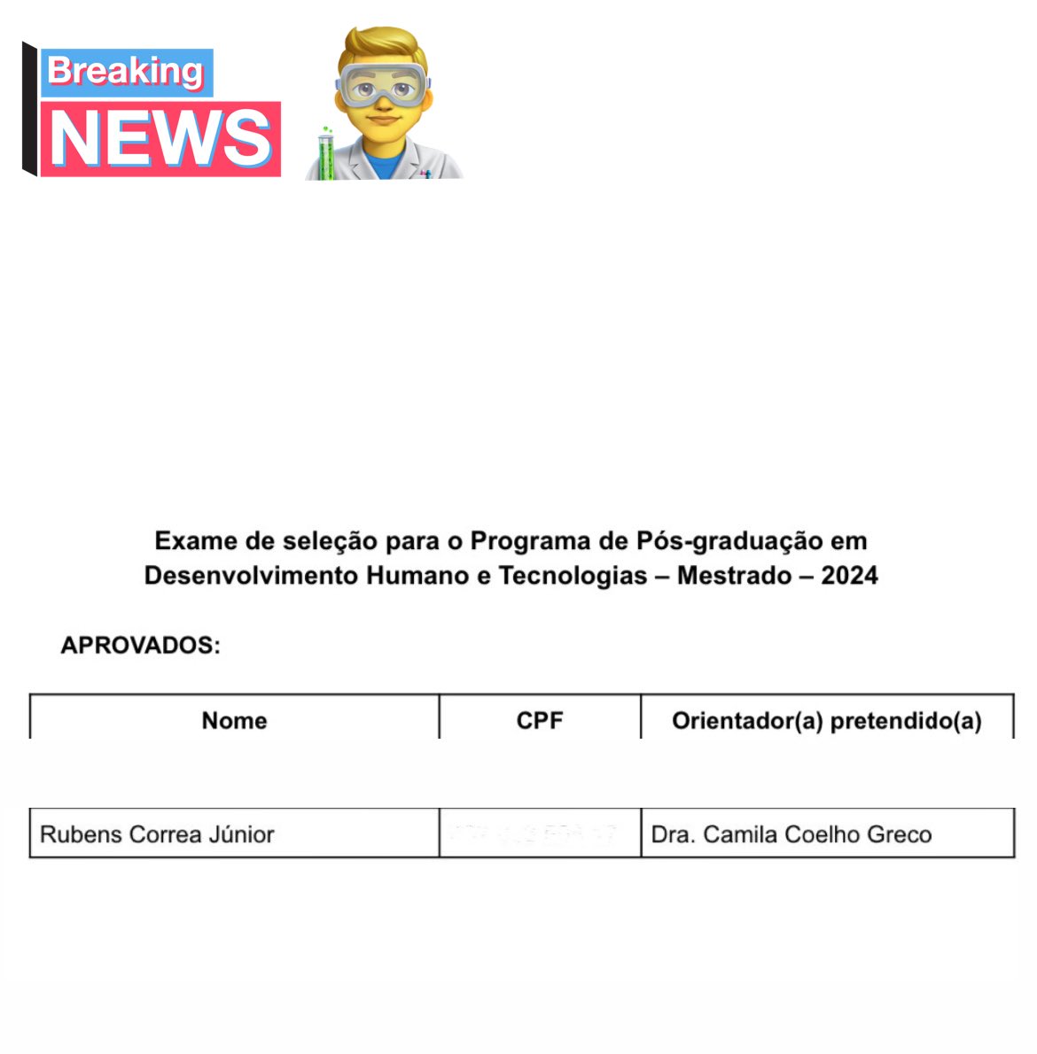 In few days i’ll be a Master Student, i’m very Grateful for this oportunity and for the Scholarship Granted By Nacional Council for Scientific and Technological Development (CNPq) (Public Notice 35/2023)! #exercisescience #exercisephysiology