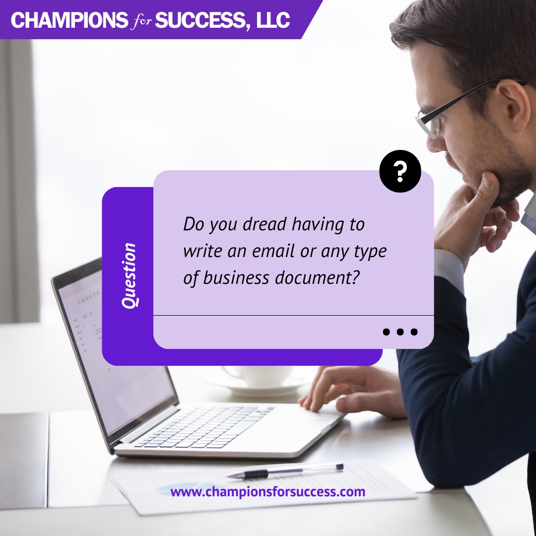 Do you dread having to write an email? championsforsuccess.com/courses/commun…  
 #ChampionsForSuccess #MaryAnneKochut #BusinessExcellence #ProfessionalDevelopment #CorporateTraining #LeadershipDevelopment #leadership #humanresources #hr #productivity #bestadvice #gettingthingsdone #writing