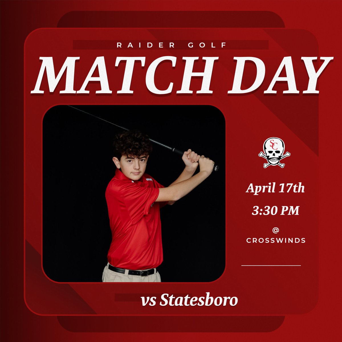 Good luck to the Raider Golf teams as they take on Statesboro today at Crosswinds!