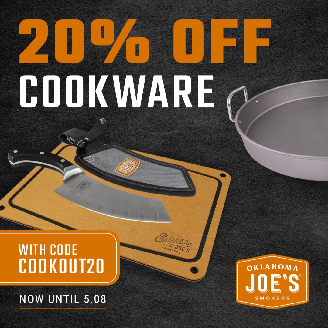 20% OFF ALL COOKWARE NOW UNTIL 5.8 WITH CODE COOKOUT20 🔥 oklahomajoes.com/accessories-an…