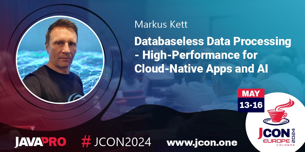 Excited for #JCON EUROPE 2024? See @markuskett at #JCON2024 in Cologne talking about 'Databaseless Data Processing - High-Performance for #Cloud-Native Apps and #AI' #Hibernate is the de facto standard persistence for … Get your free #JUG Ticket: jcon.one