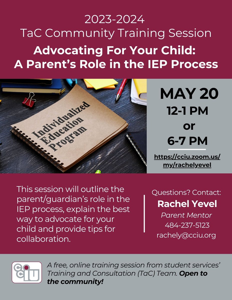 Join us on May 20 for a transformative online training session, Advocating for Your Child: A Parent's Role in the IEP Process! Best of all, it's FREE! Don't miss this empowering opportunity to champion your child's education.