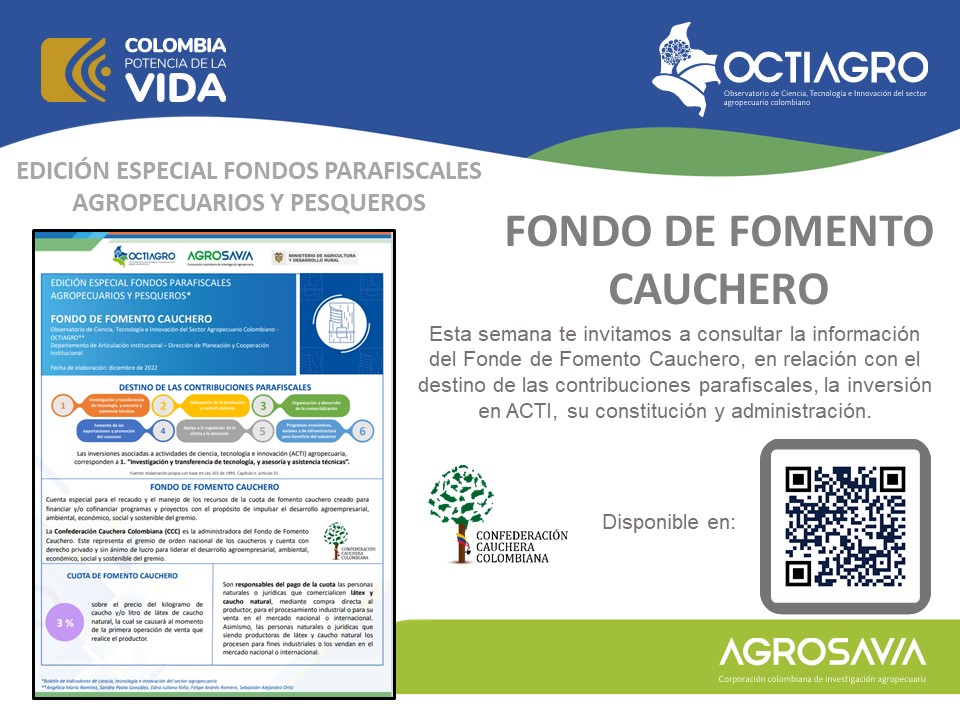 PortalSiembra's tweet photo. 🚀🌱 Explora la Infografía sobre el Fondo de Fomento Cauchero por OCTIAGRO. ¡Tu industria se beneficia de esto! Conoce más aquí: https://t.co/LwAKlhAnRn
#OCTIAGRO #CTIA #FondosParafiscales https://t.co/s9DKXFcidH