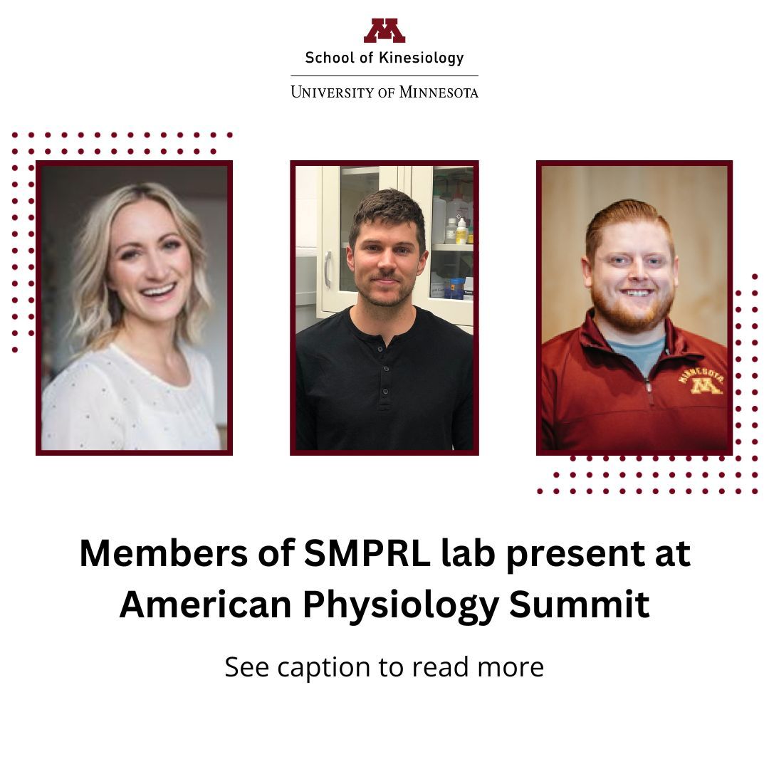 Members of SMPRL, led by Sarah Greising, PhD, attended and presented research at the 2024 American Physiology Summit. Undergraduate student Braydon Crum, graduate students Angela Bruzina, MS, and Mason Lentz, and postdoctoral fellow Daniel Hoffman, PhD, all presented posters.