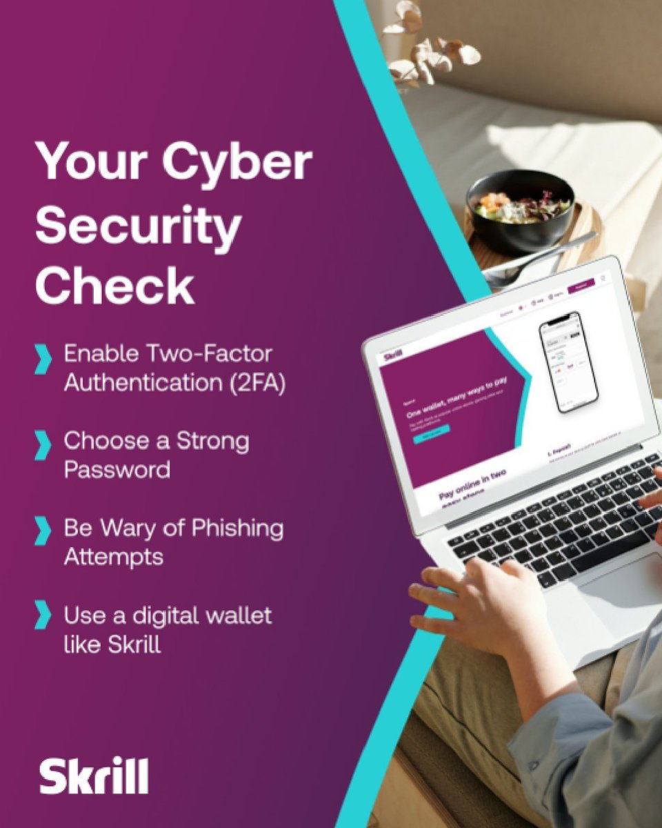 skrill's tweet photo. #Skrill tip➡️Your digital safety begins with a strong password!
Find out more: 🔗https://t.co/lqncClAPzx
#DigitalWallet #Safety #Secue #Money https://t.co/XxUCVjidVO
