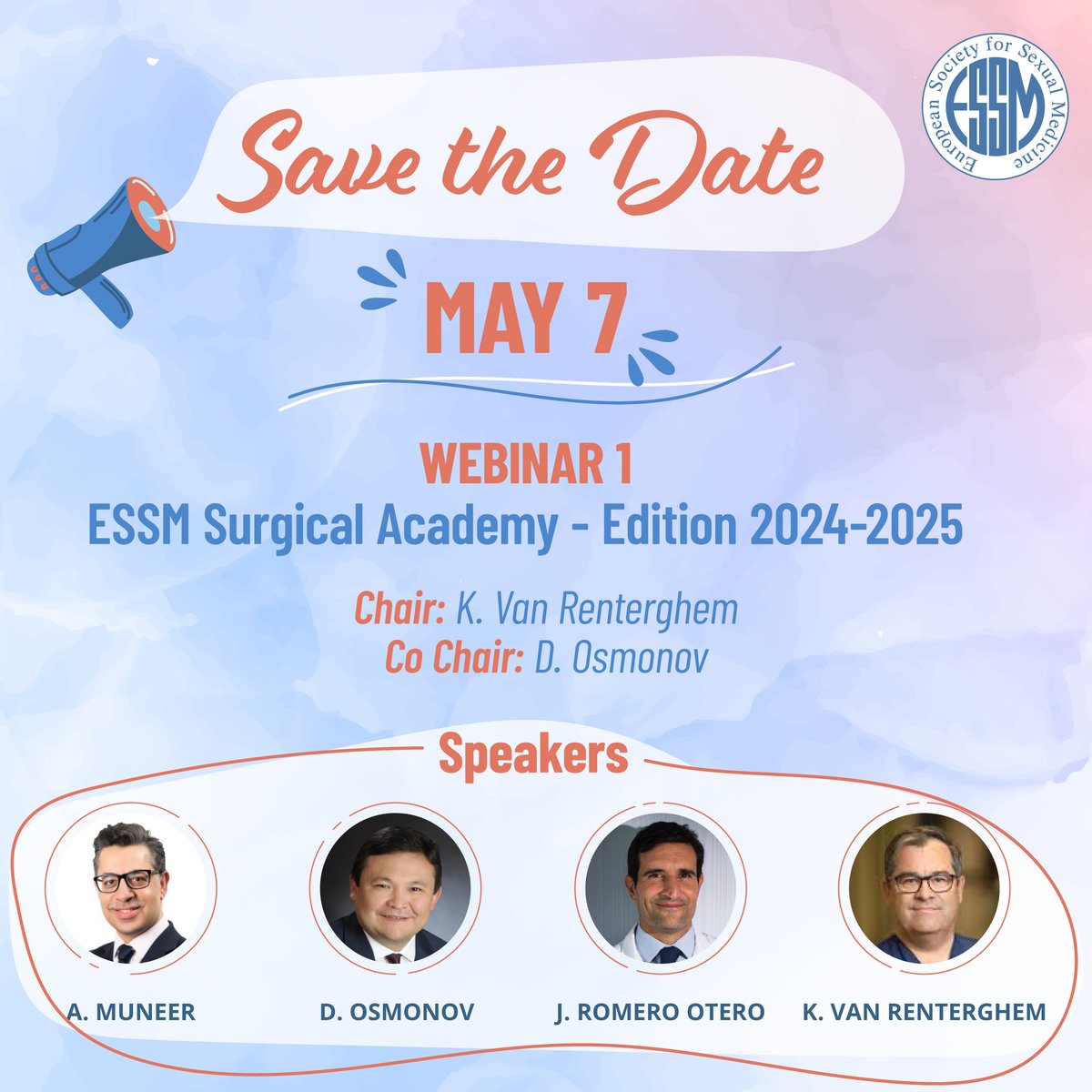 📣 Calling all #Surgery enthusiasts! Don't miss our upcoming ESSM Surgical Academy Webinar! Enhance your skills in various #PenileImplant topics: understanding devices, mastering instruments, anatomical considerations, and more! 🌟 🗓️ Join us: bit.ly/3VQkRcD