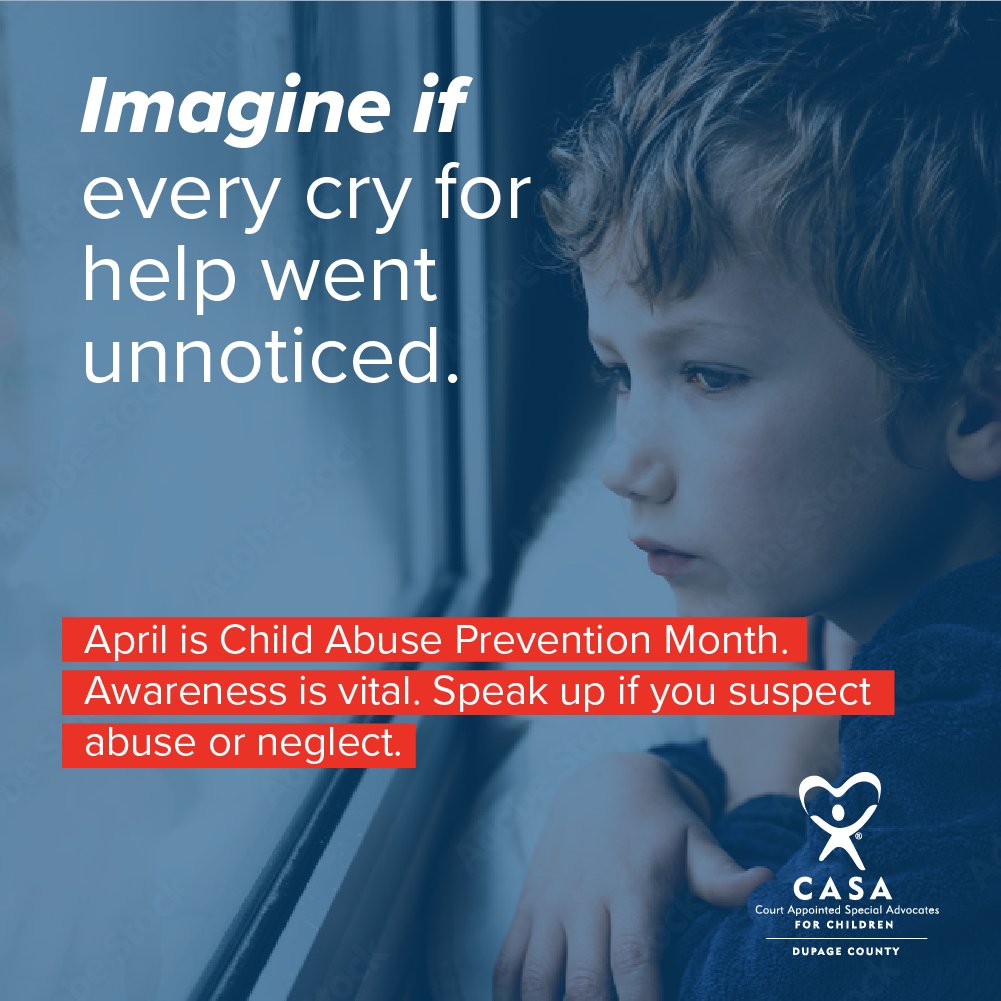 CASAofDuPage's tweet photo. Every day, kids are crying for help, hoping someone hears them. Our goal at CASA is to respond to these cries by advocating for children who are experiencing abuse and neglect. 

Wondering how you can help? Share this post to spread awareness.

#ChildAbusePrevention #DupageCasa https://t.co/bmk2sqrhAB