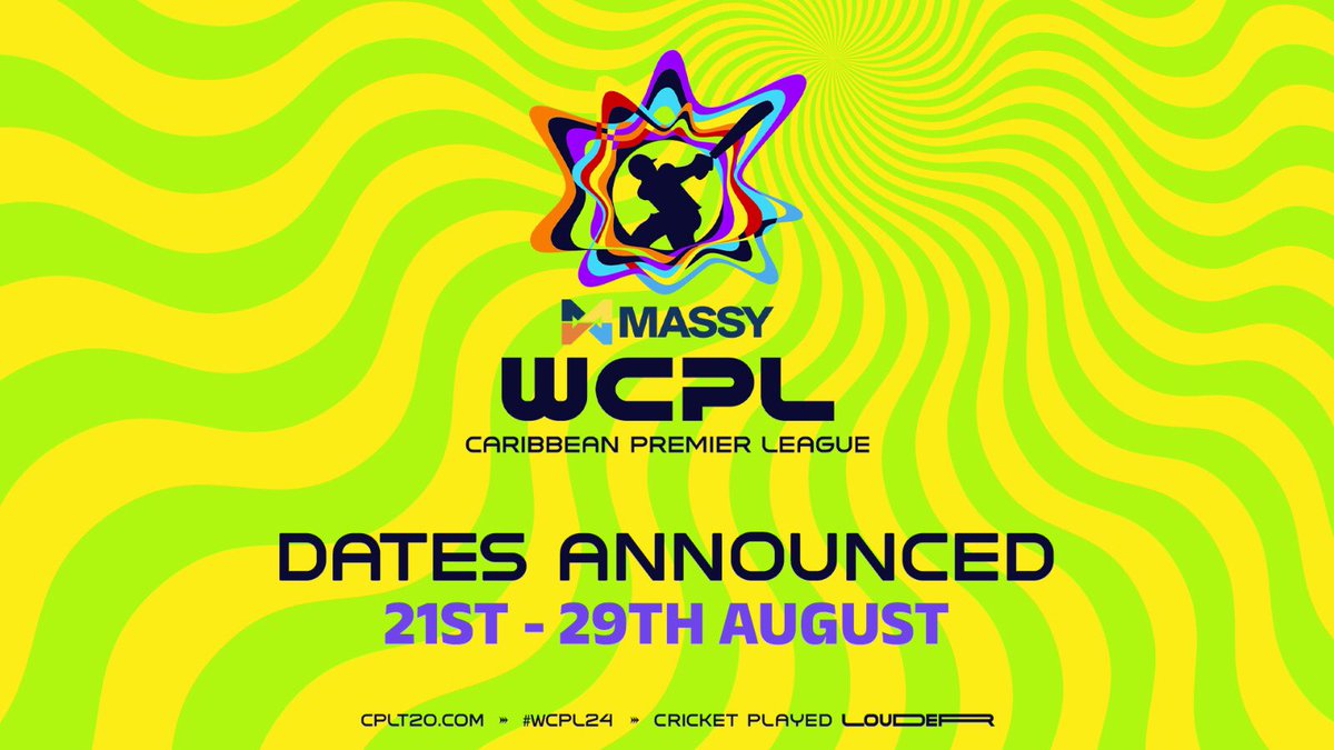 🚨Breaking news! WCPL will run from 21 to 29 August in Trinidad & Tobago. More info: bit.ly/WCPL2024 #WCPL24 #CricketPlayedLouder #BiggestPartyInSport